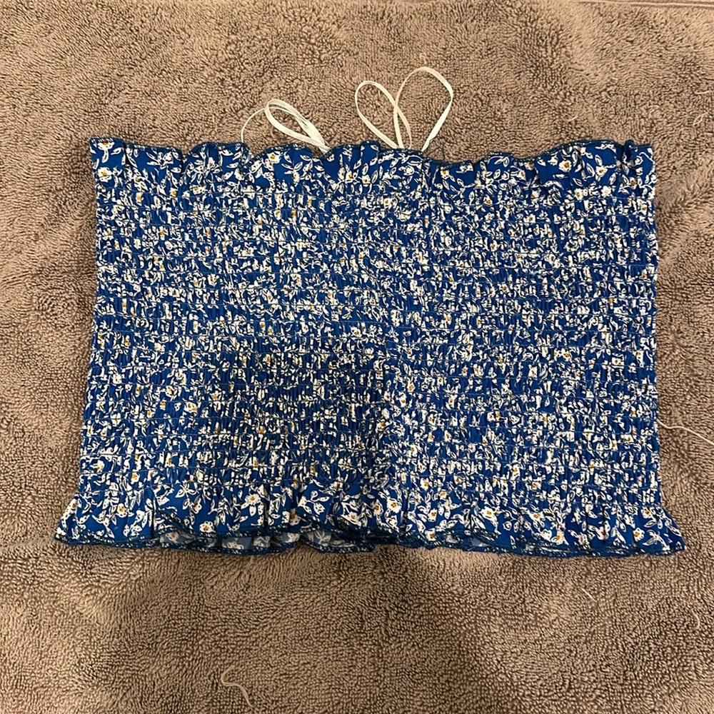 Blue floral tube top